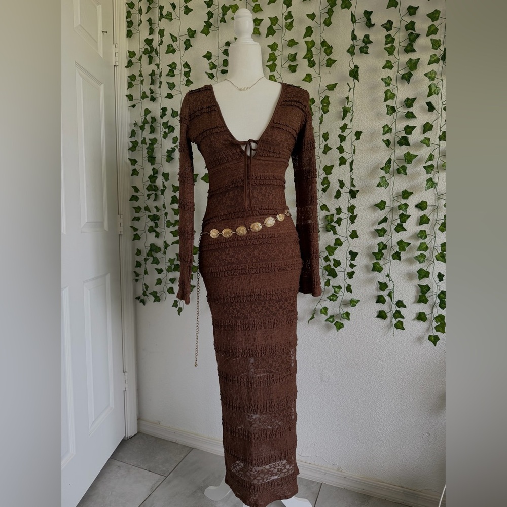 Sincerely Jules Brown Long Sleeve Knit Dress